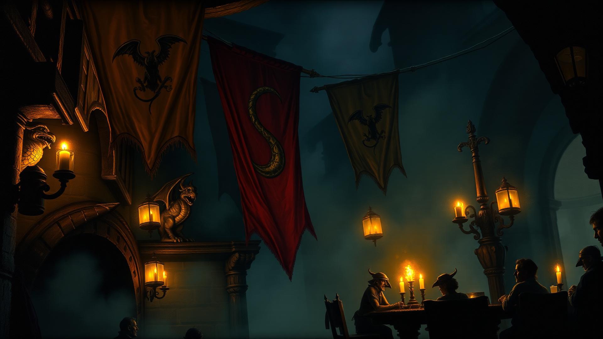 A candlelit Empire tavern shrouded in fog